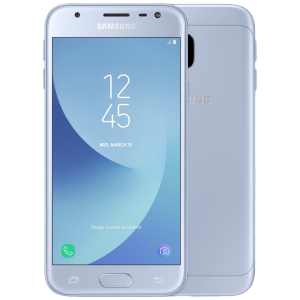 Samsung Galaxy J Silver Blue Klap ro