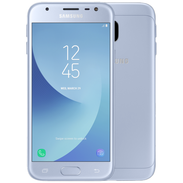 Samsung Galaxy J Silver Blue Klap ro