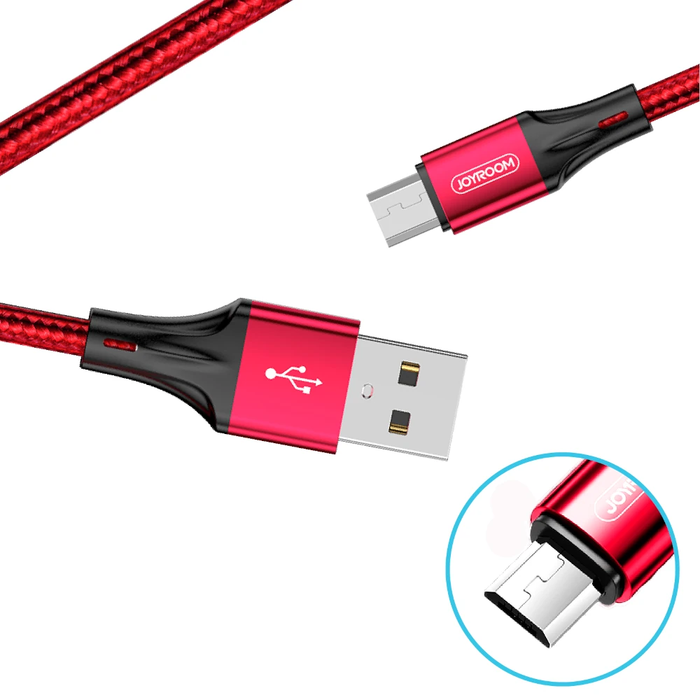 Cablu de date Joyroom, USB-Micro USB 3A, 0.2m, Rosu