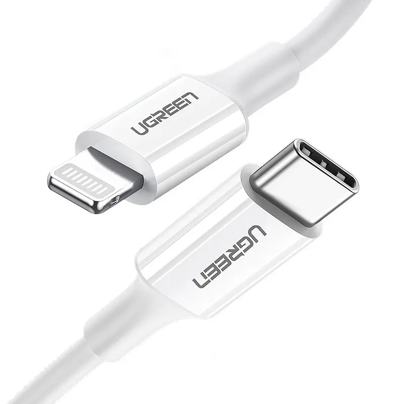 Cablu Ugreen MFI USB Type C – Lightning 3A 0.5m (US171),Alb