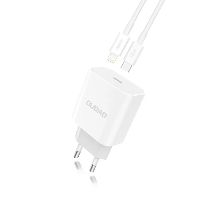 Încărcător Dudao USB-C Quick Charge Cablu USB Type-C/Lightning, Alb