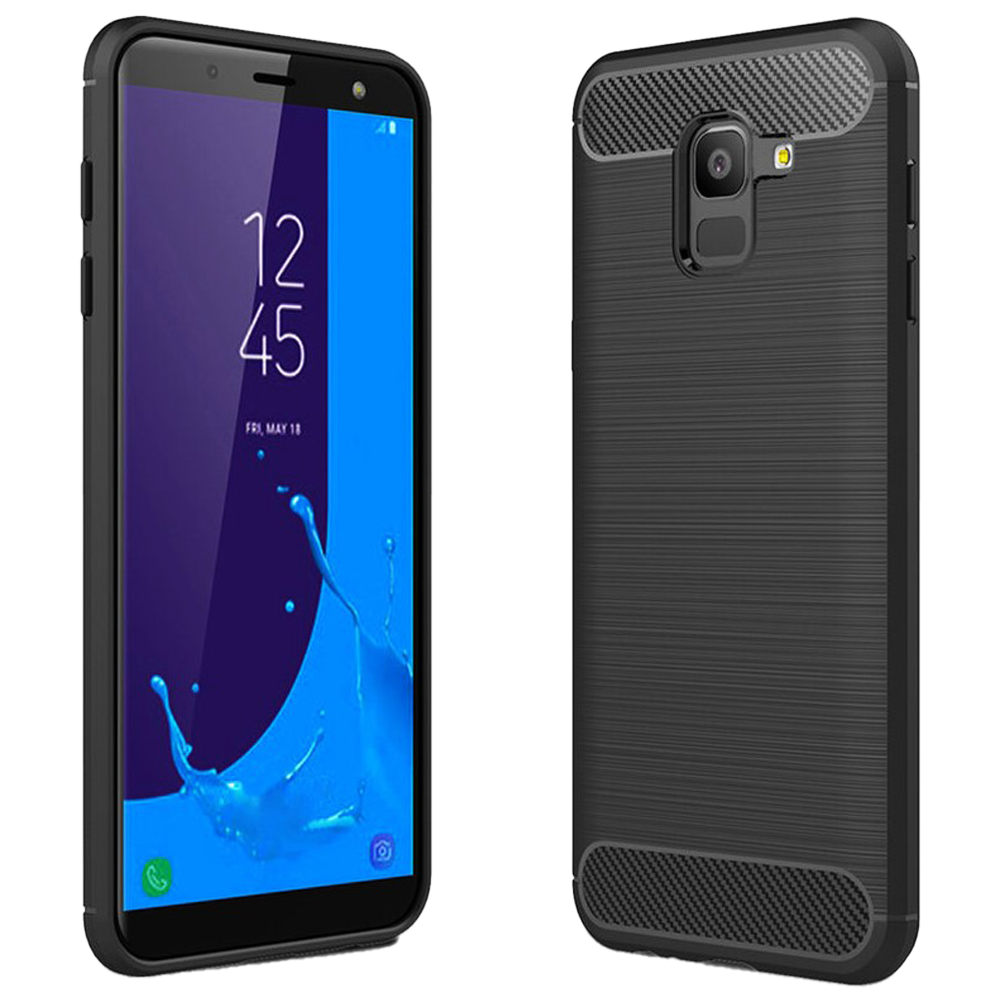 Husă Carbon Silicone Techsuit pentru Samsung Galaxy J6, Negru