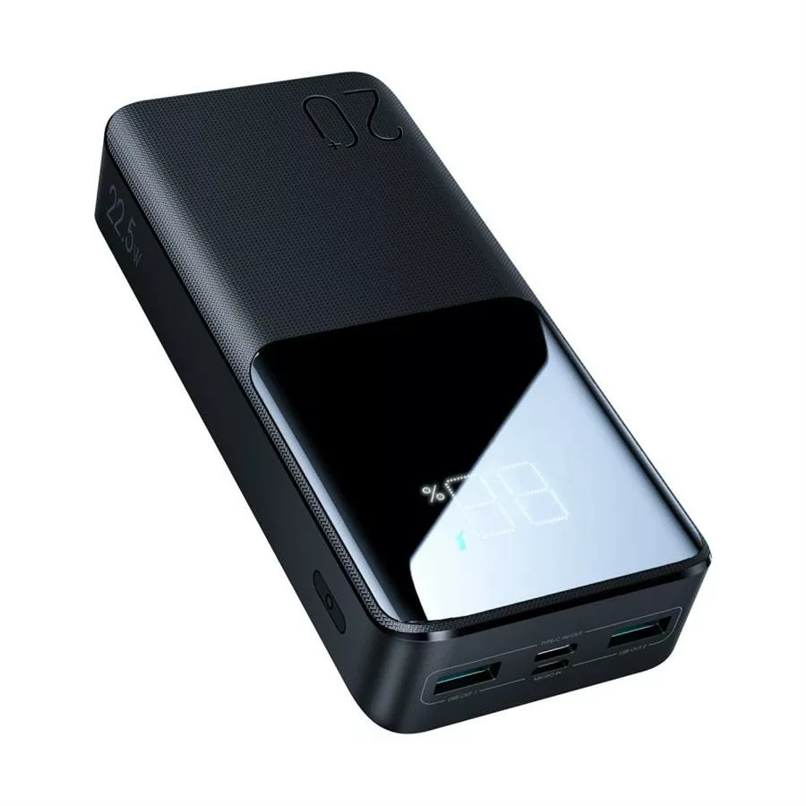 Baterie externă portabilă Joyroom JR-QP192 30000 mAh, 22.5W, 4 Porturi, Display LED, Cablu USB-C inclus, Negru