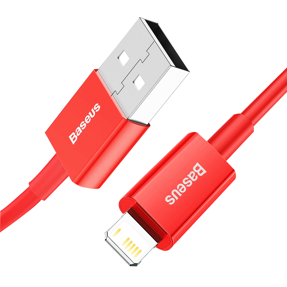 Cablu de date Baseus, USB – Lightning, 2.4A, 2m, Rosu
