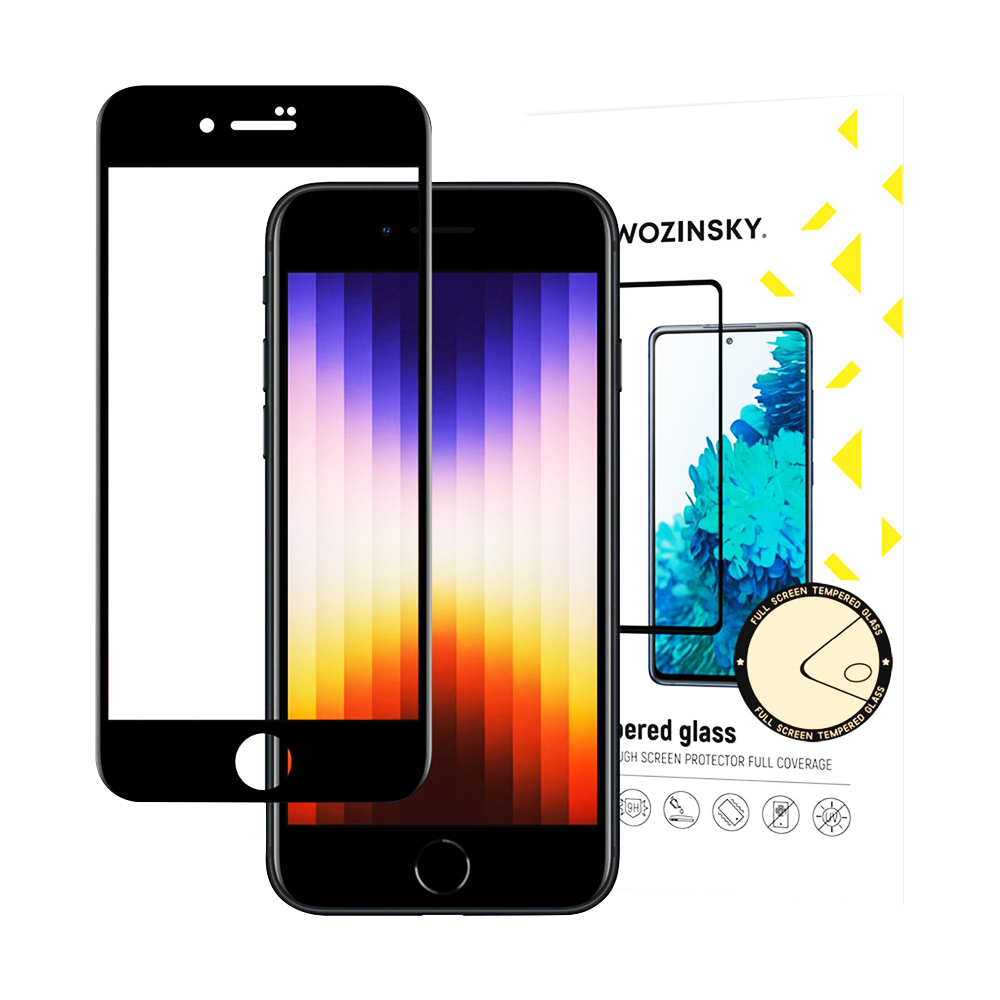 Folie Sticla Wozinsky, Tempered Glass 9H, Full Glue, iPhone 7/8/SE 2, Transparent/Negru