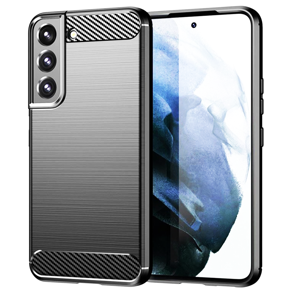 Husă Carbon Silicon pentru Samsung Galaxy S22 Plus, Negru