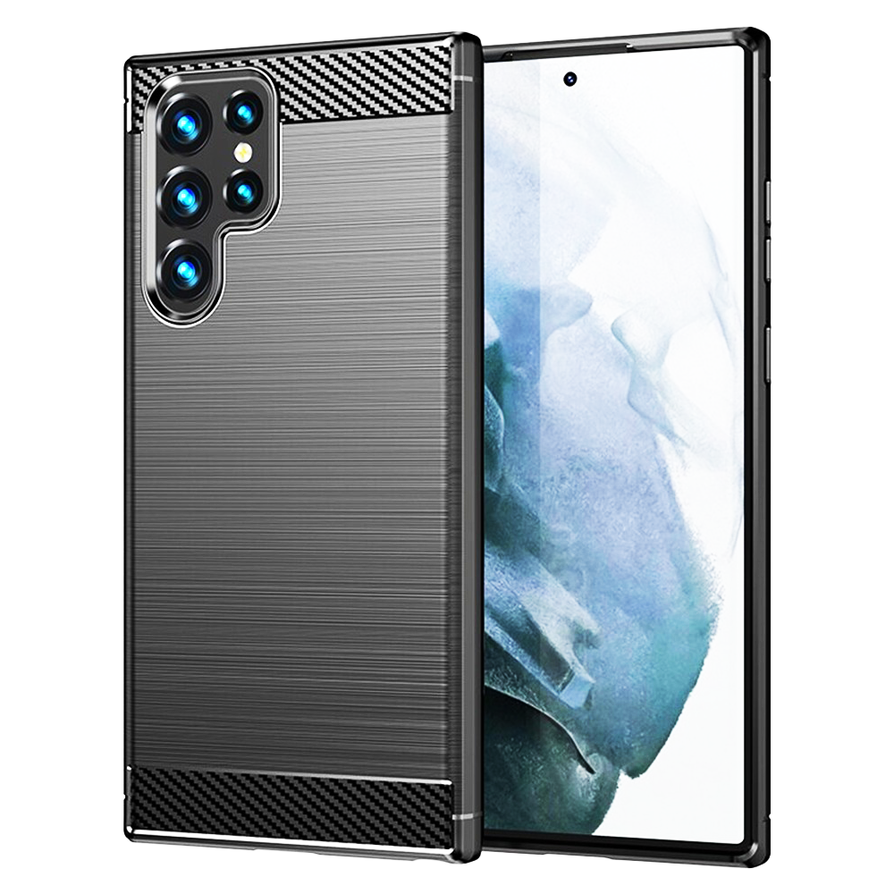 Husă Carbon Silicon pentru Samsung Galaxy S22 Ultra, Negru
