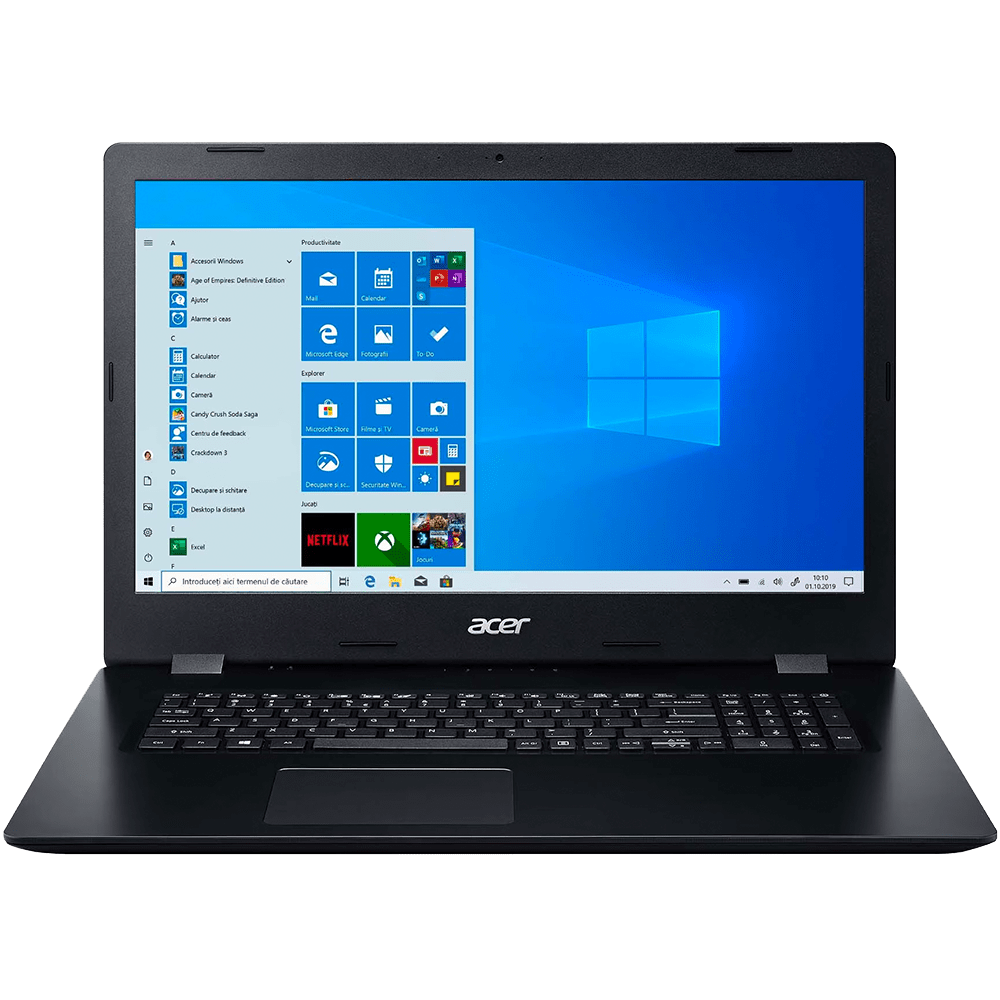 Laptop Acer Aspire 3 A317 cu procesor Intel® Core™ i3-1005G1 pana la 3.40 GHz, 17.3″, HD+, 4GB, 256GB SSD, Intel® UHD Graphics , Windows 10 Home, Black