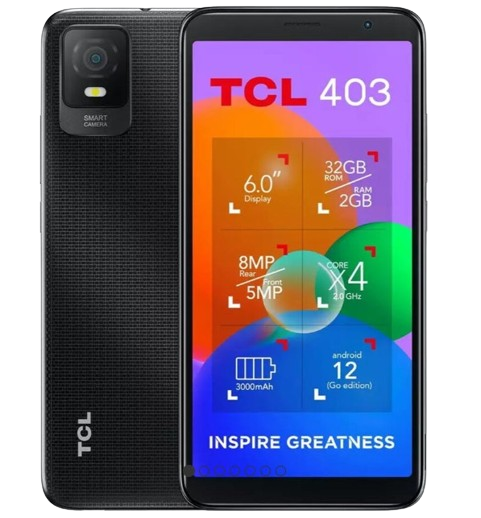 Telefon mobil TCL 403 4G 32GB Dual SIM, Prime Black