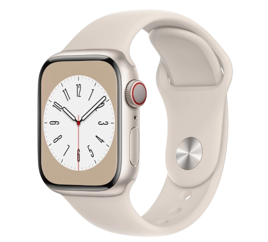 Apple Watch 8, GPS, Cellular, Carcasă Starlight Aluminium 41mm, Starlight Sport Band