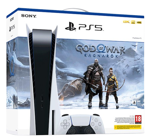 Consolă PlayStation 5 825GB și joc God of War Ragnarok, Alb Negru A+