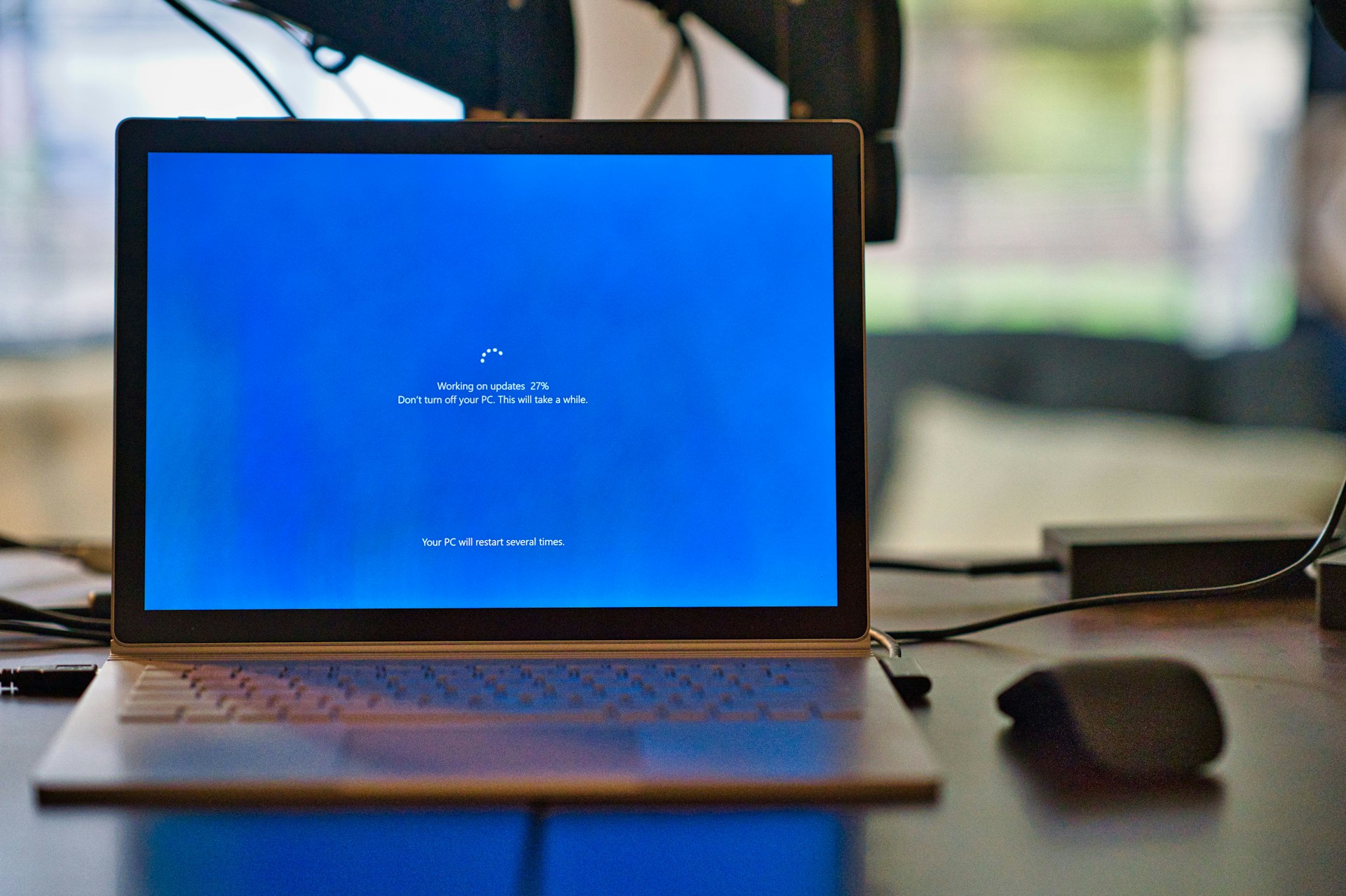 A Microsoft Surface book updating it's operating system software